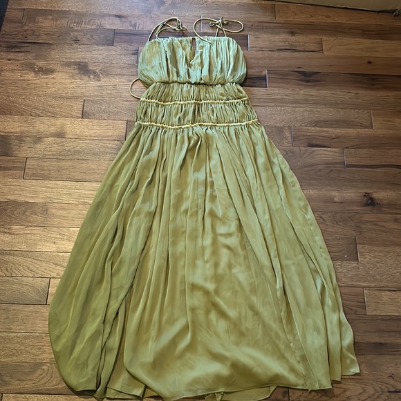 ASOS ruched maxi dress in Chartreuse size 4 / 36 - Picture 2 of 5